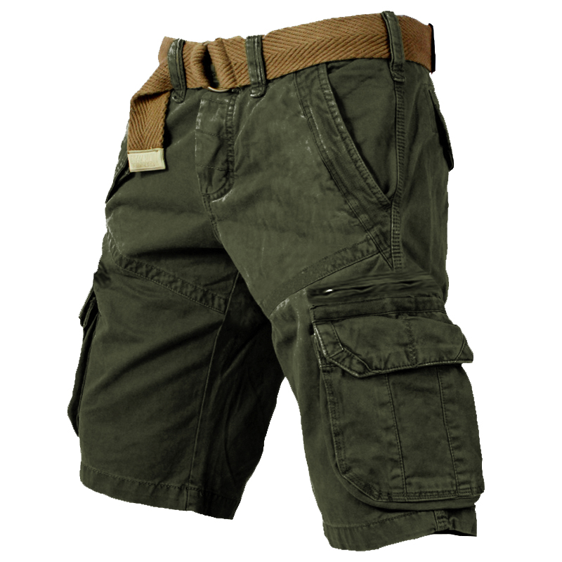 Men's Outdoor Vintage Washed Cotton Washed Multi-pocket Tactical Shorts