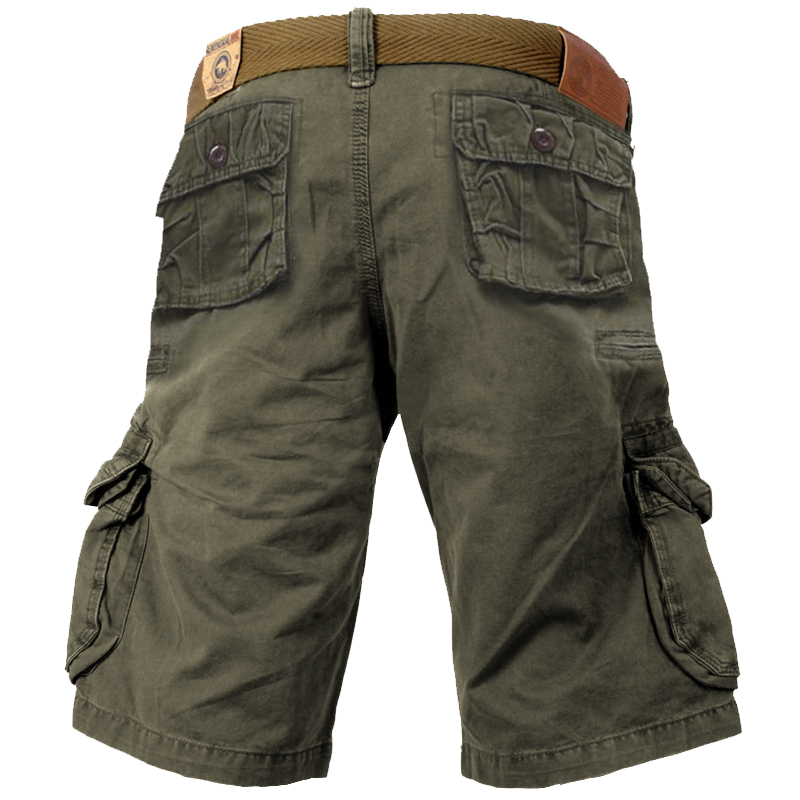 Men's Outdoor Vintage Washed Cotton Washed Multi-pocket Tactical Shorts