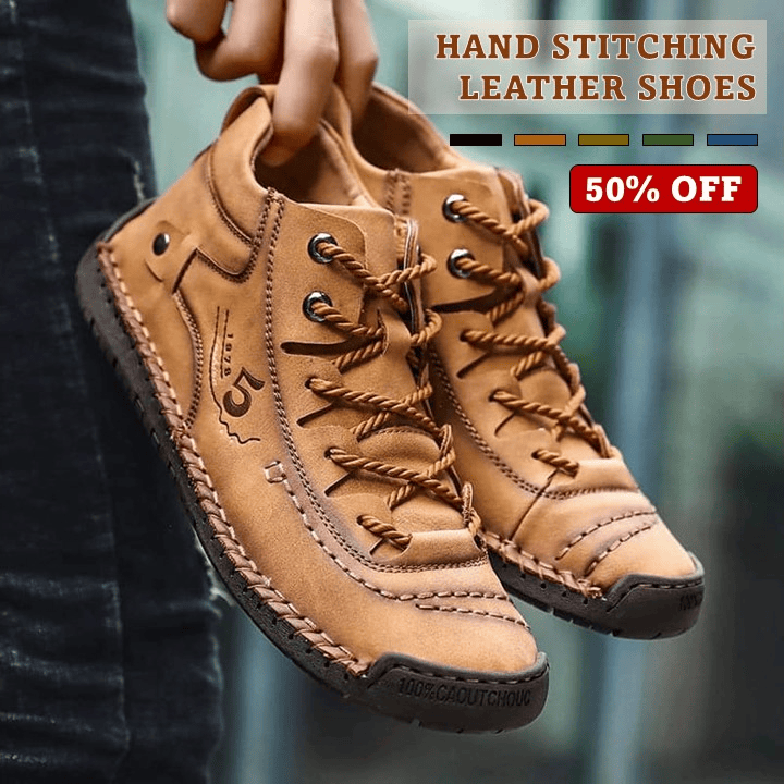 Roman High Shoes - Men Casual Leather Vintage Hand-stitching Ankle Boots