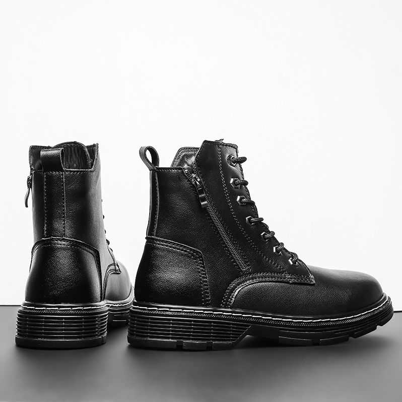 Men's Fashion Classic Work Side Zipper Cowhide Leather Waterproof Ankle Protection Boots