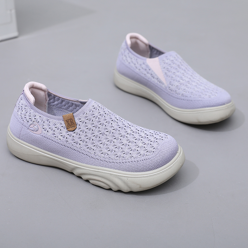 Women's Soft Orthopedic Shoes Breathable Woven Go Walking Slip On Foam Shoes Arch Support Hands Slip in Chunky Wedge