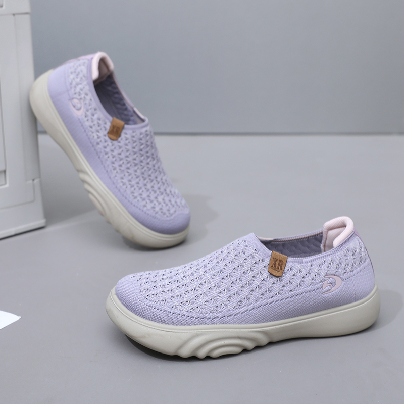 Women's Soft Orthopedic Shoes Breathable Woven Go Walking Slip On Foam Shoes Arch Support Hands Slip in Chunky Wedge