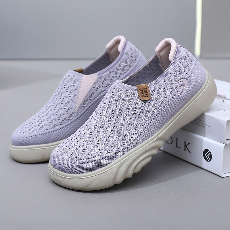 Women's Soft Orthopedic Shoes Breathable Woven Go Walking Slip On Foam Shoes Arch Support Hands Slip in Chunky Wedge