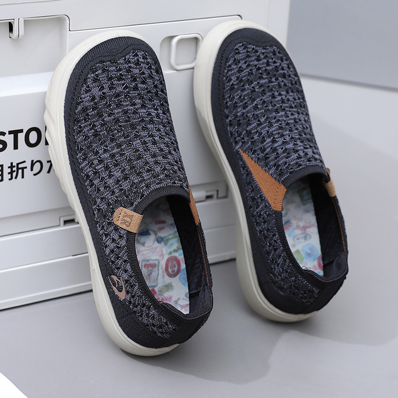 Women's Soft Orthopedic Shoes Breathable Woven Go Walking Slip On Foam Shoes Arch Support Hands Slip in Chunky Wedge