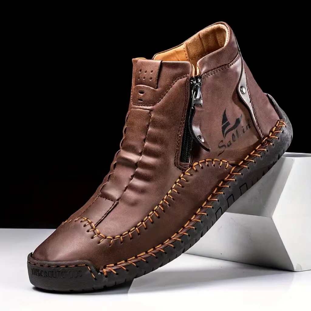 Men's Genuine Leather Comfort Boots – Arch Support, Pressure Relief & Durable Waterproof Design