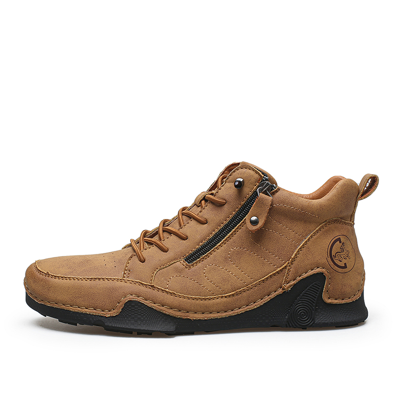 Men's Handmade Premium Leather Slip-On Driving Boots – Wide Toe, Arch Support, Waterproof, Non-Slip & Pressure-Relief Comfort