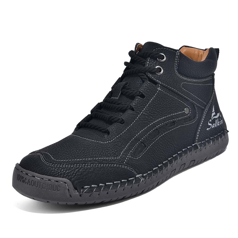 Men's Outdoor Vintage Work Boots - Handcrafted Stitching, Waterproof & Slip-Resistant