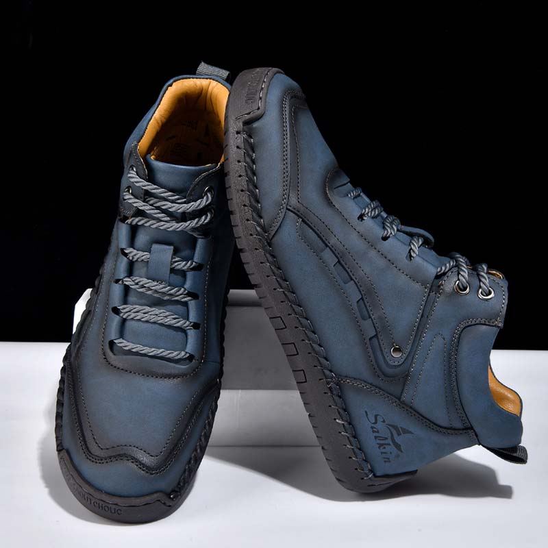 Men's Outdoor Vintage Work Boots - Handcrafted Stitching, Waterproof & Slip-Resistant