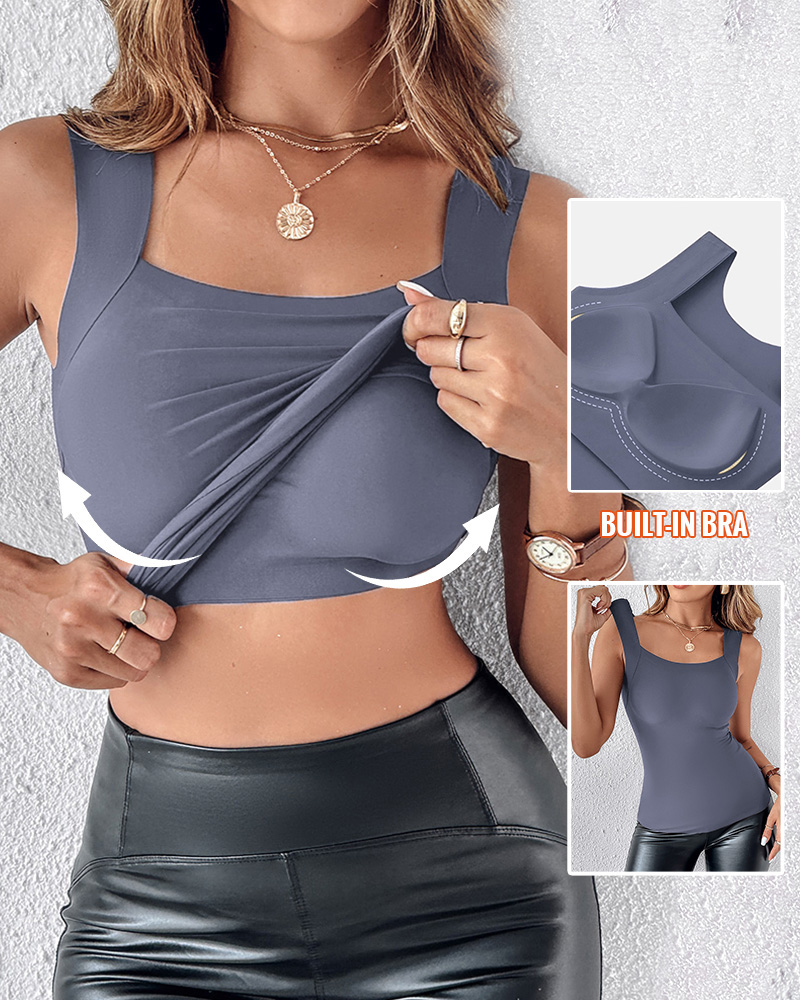 🔥U Neck Shapewear Built-in Bra Tank