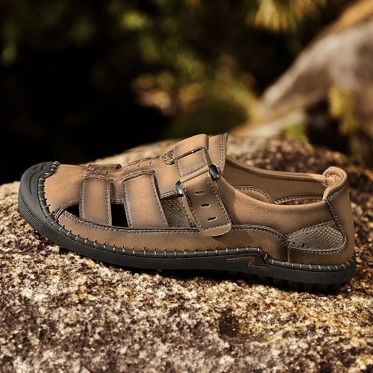 Mens Sport Sandals Closed Toe Outdoor Fisherman Shoes Leather Summer Beach Loafters