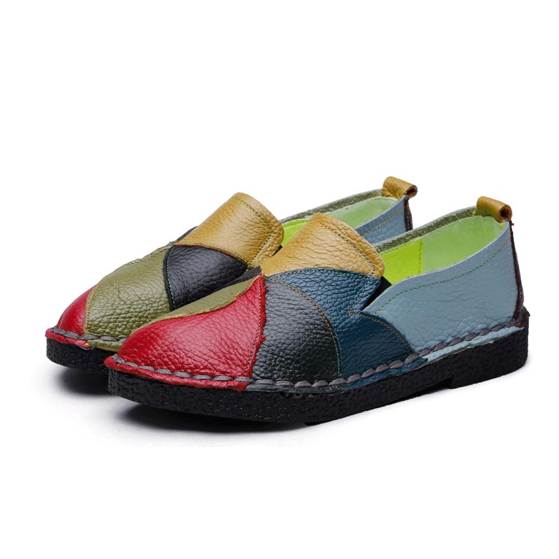 Top layer cowhide -Premium Colorblock Slip-On Work Loafers