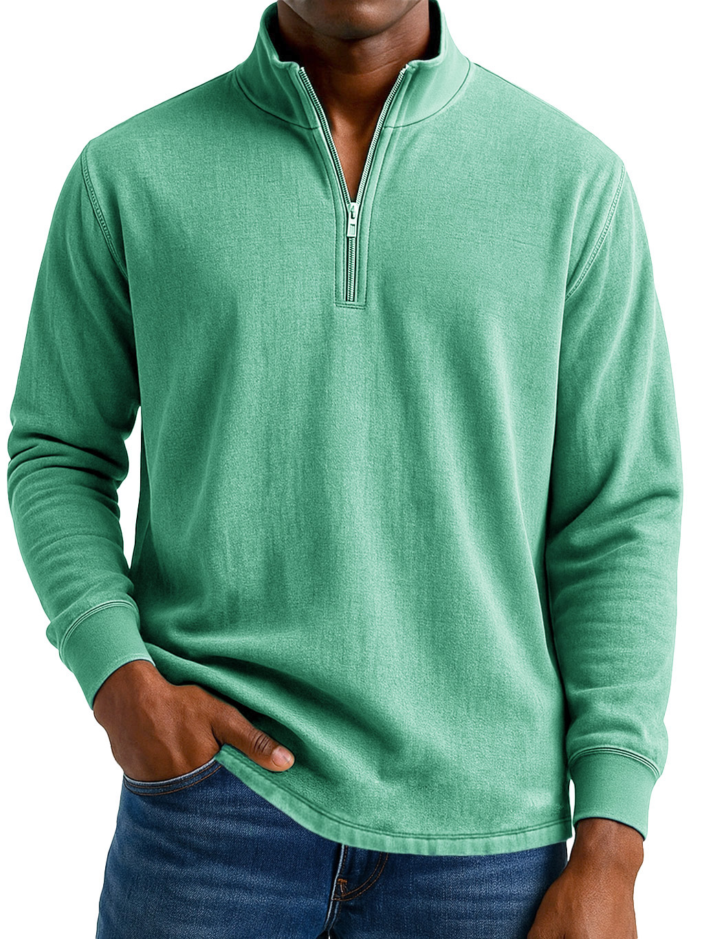 Men's Stylish Casual Vintage Distressed Half-zip Sweatshirt