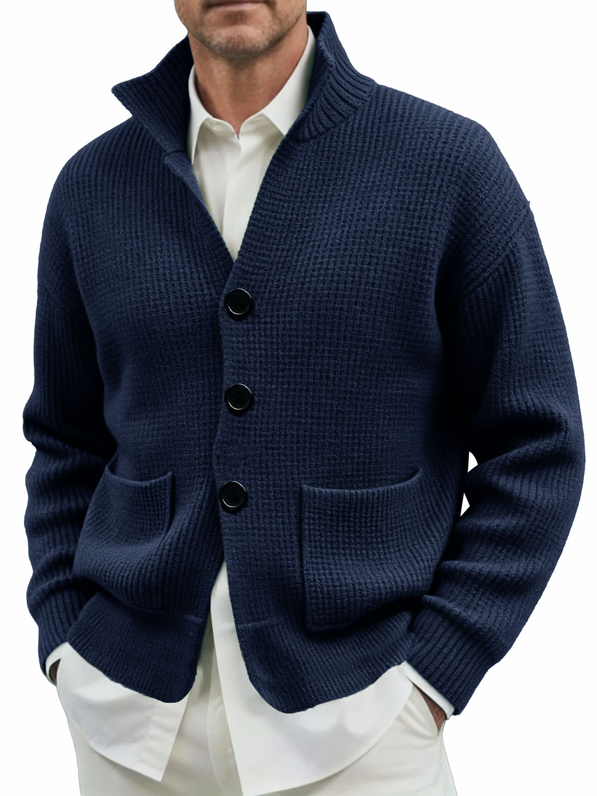 Men's Fashionable Lapel All-match Pocket Suit Sweater Coat