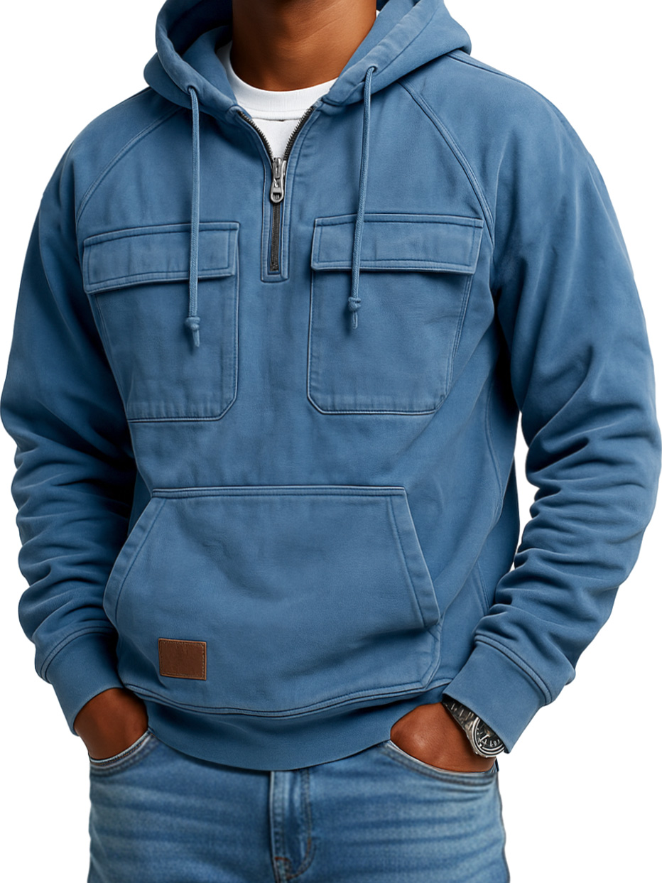 Men's Vintage Workwear Zip Hooded Sweatshirt