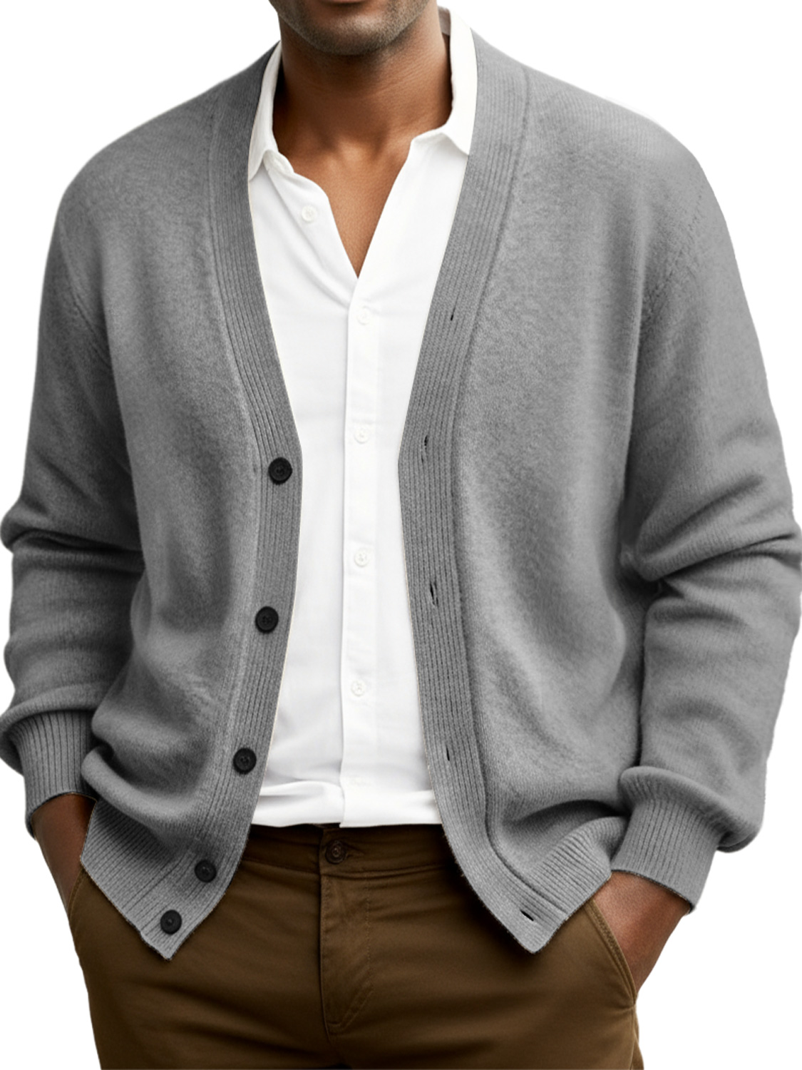 Men's Simple Casual Loose Single-breasted Sweater Cardigan