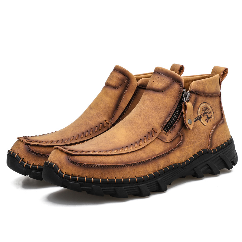 OrthoTrail™ Men's Vintage Casual Soft And Breathable Side Zipper Cowhide Leather Boots