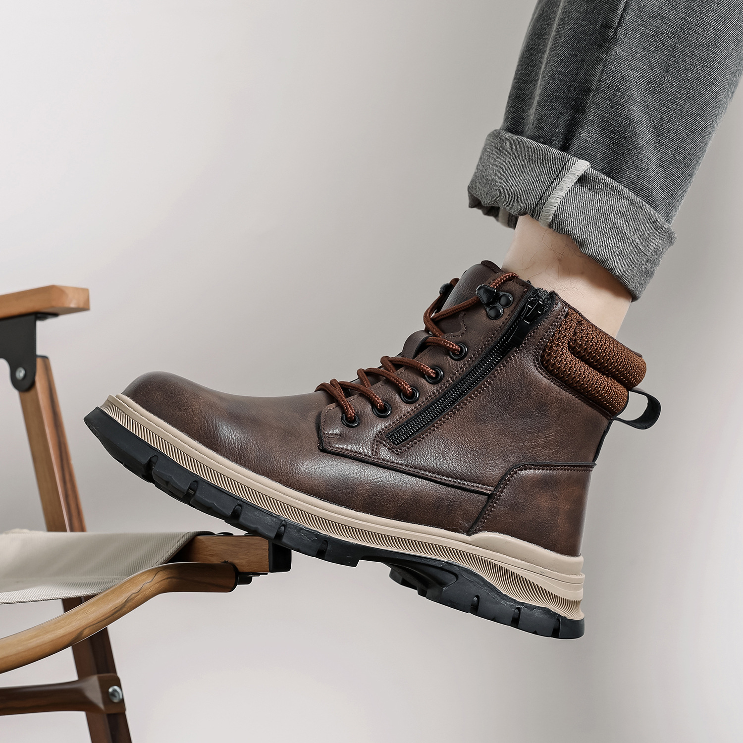 (⏰Limited Time Sale 70% OFF)Men's Steel Toe Boots - Waterproof, Slip-resistant, Puncture-resistant, Scratch-proof and Smash-proof; Orthopedic Arch Support Ankle Support Wide Toe - Ideal for Hiking, Ranch Construction and Warehouses