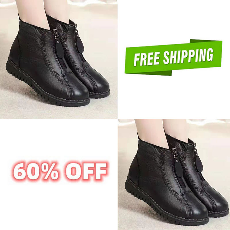 Women's Soft Leather Winter Warm Non-Slip Shoes Boots
