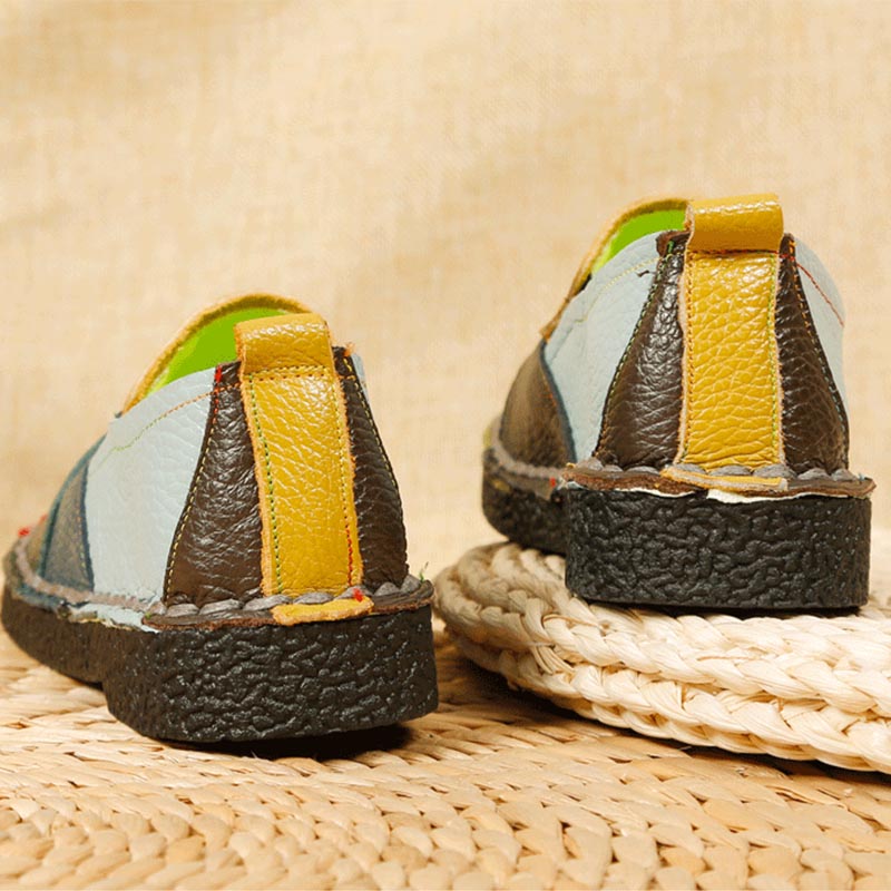 Top layer cowhide -Premium Colorblock Slip-On Work Loafers