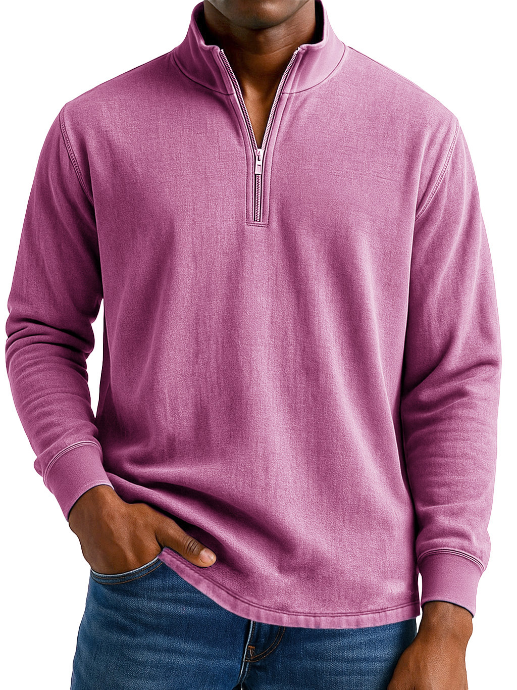 Men's Stylish Casual Vintage Distressed Half-zip Sweatshirt