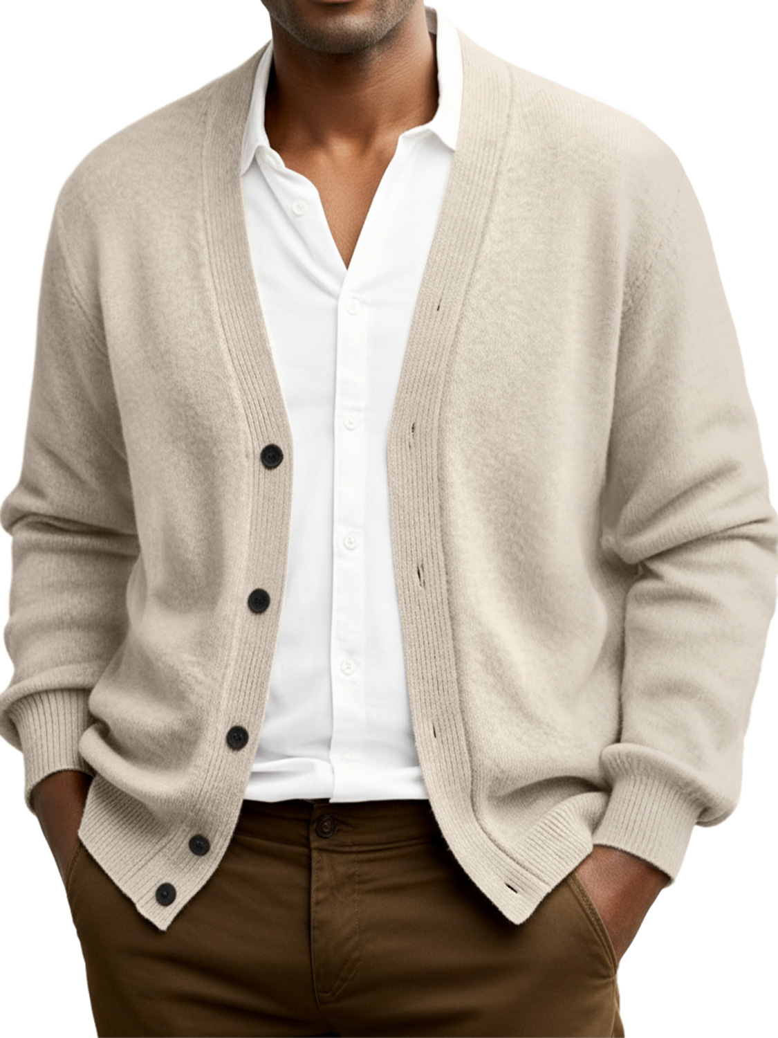 Men's Simple Casual Loose Single-breasted Sweater Cardigan