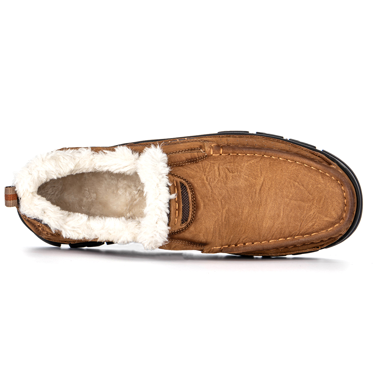 Mens Warm Winter Leather Non-slip Walking Shoes