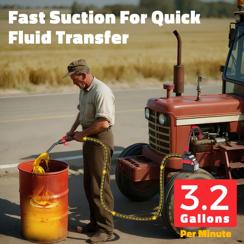 Portable Cordless Fuel Transfer Pump – Quick & Easy Fueling for Cars, Generators, Lawn Mowers | DeWalt 20V & Milwaukee 18V Compatible