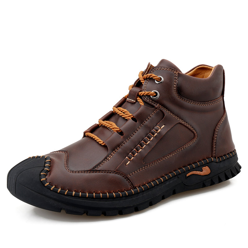 ⏰Limited Time Sale 70% OFF 🔥Men’s Genuine Leather Hiking Boots Outdoor Casual Shoes Durable Hand-Stitched Wide Toe Work Ankle Support Walking Sneakers