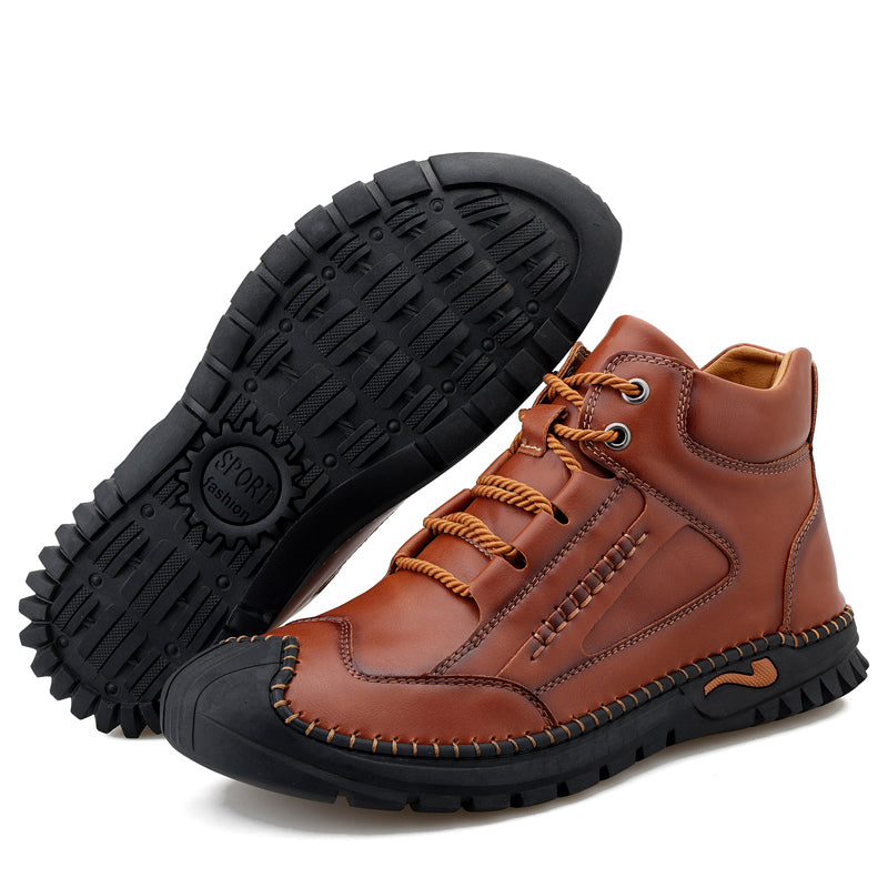 ⏰Limited Time Sale 70% OFF 🔥Men’s Genuine Leather Hiking Boots Outdoor Casual Shoes Durable Hand-Stitched Wide Toe Work Ankle Support Walking Sneakers