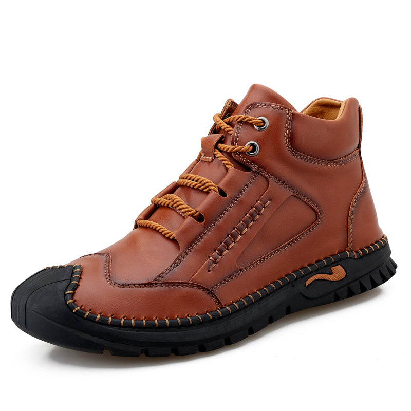 ⏰Limited Time Sale 70% OFF 🔥Men’s Genuine Leather Hiking Boots Outdoor Casual Shoes Durable Hand-Stitched Wide Toe Work Ankle Support Walking Sneakers