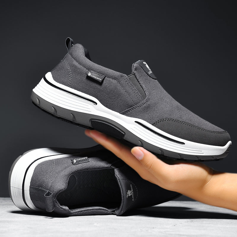 Men's Slip-On Walking Shoes – Lightweight Cushioned Sole, Waterproof Mesh, Wide Toe Box, Arch Support & Non-Slip Traction
