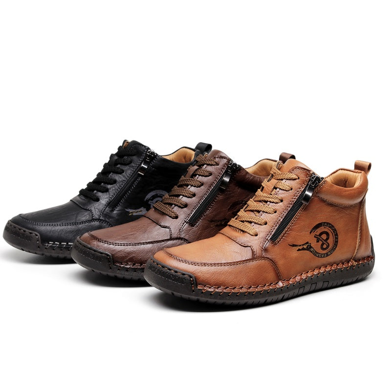 Men's Vintage Motorcycle Work Boots – Handcrafted,Waterproof,Slip-Resistant,Durable Outdoor Footwear