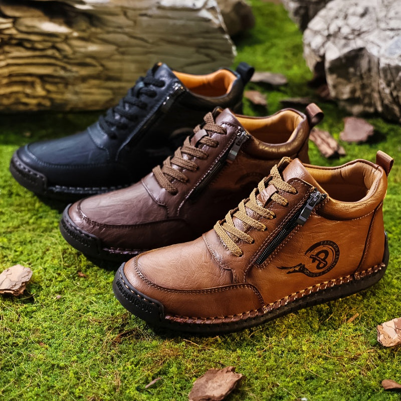 Men's Vintage Motorcycle Work Boots – Handcrafted,Waterproof,Slip-Resistant,Durable Outdoor Footwear