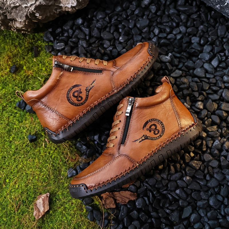 Men's Vintage Motorcycle Work Boots – Handcrafted,Waterproof,Slip-Resistant,Durable Outdoor Footwear