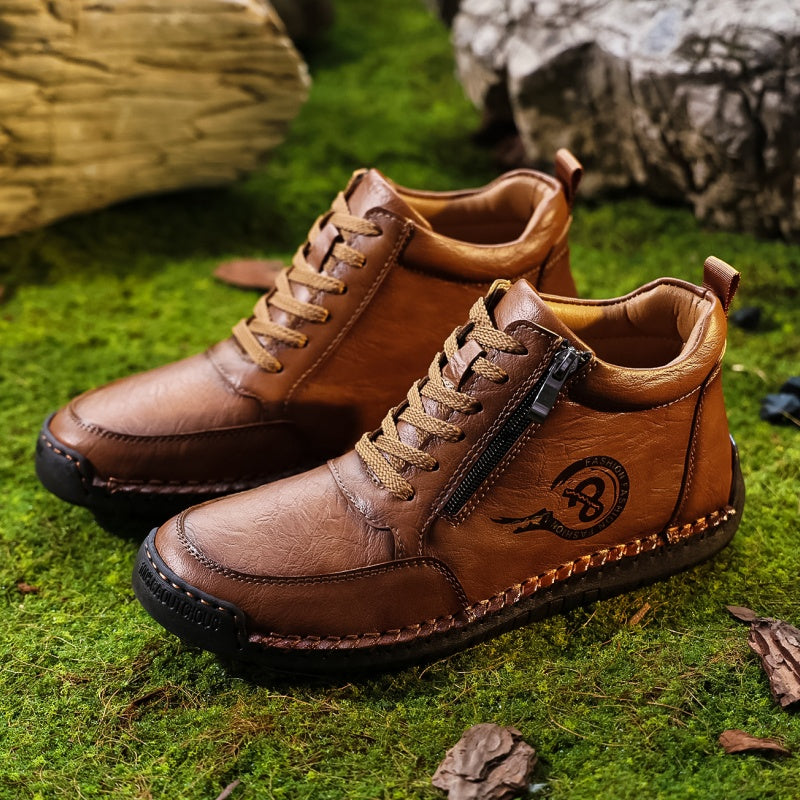 Men's Vintage Motorcycle Work Boots – Handcrafted,Waterproof,Slip-Resistant,Durable Outdoor Footwear