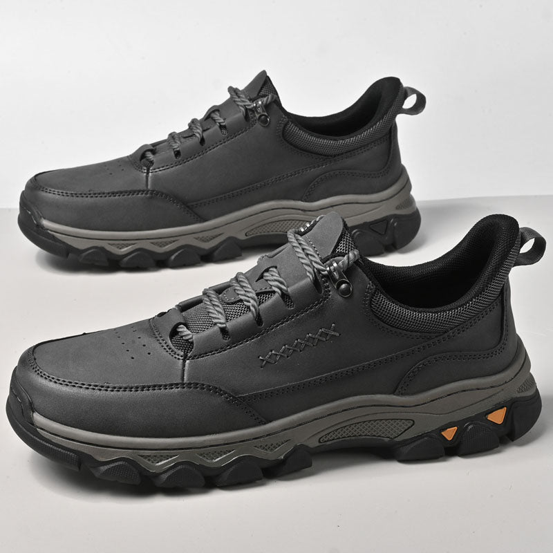 Men's Genuine Leather Casual Boots - Lace-Up, Maximum Support, Wide Toe Box with Arch Support