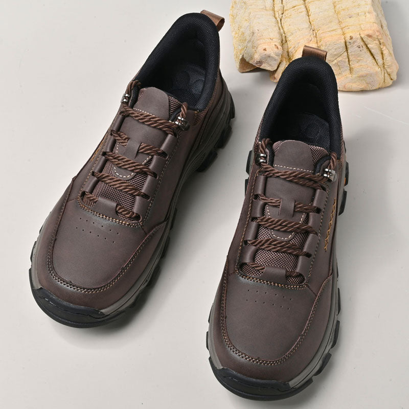 Men's Genuine Leather Casual Boots - Lace-Up, Maximum Support, Wide Toe Box with Arch Support