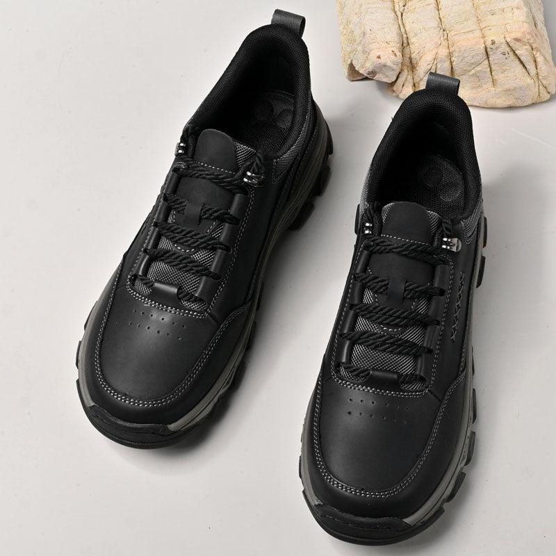 Men's Genuine Leather Casual Boots - Lace-Up, Maximum Support, Wide Toe Box with Arch Support