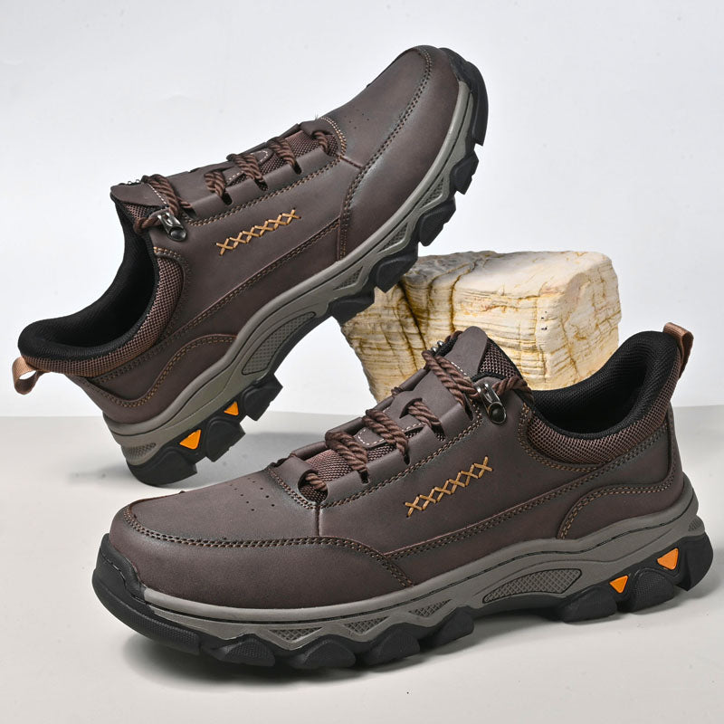 Men's Genuine Leather Casual Boots - Lace-Up, Maximum Support, Wide Toe Box with Arch Support