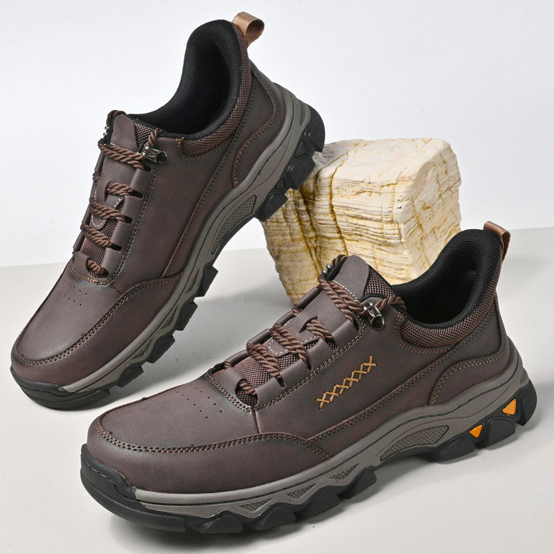 Men's Genuine Leather Casual Boots - Lace-Up, Maximum Support, Wide Toe Box with Arch Support