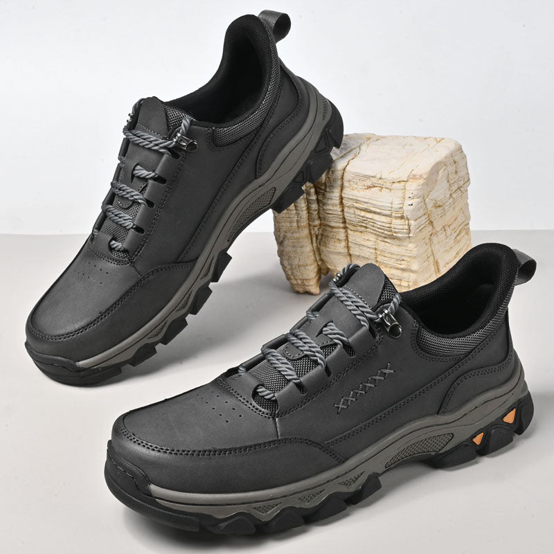 Men's Genuine Leather Casual Boots - Lace-Up, Maximum Support, Wide Toe Box with Arch Support