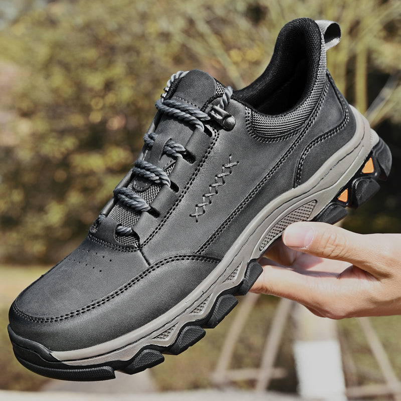 Men's Genuine Leather Casual Boots - Lace-Up, Maximum Support, Wide Toe Box with Arch Support