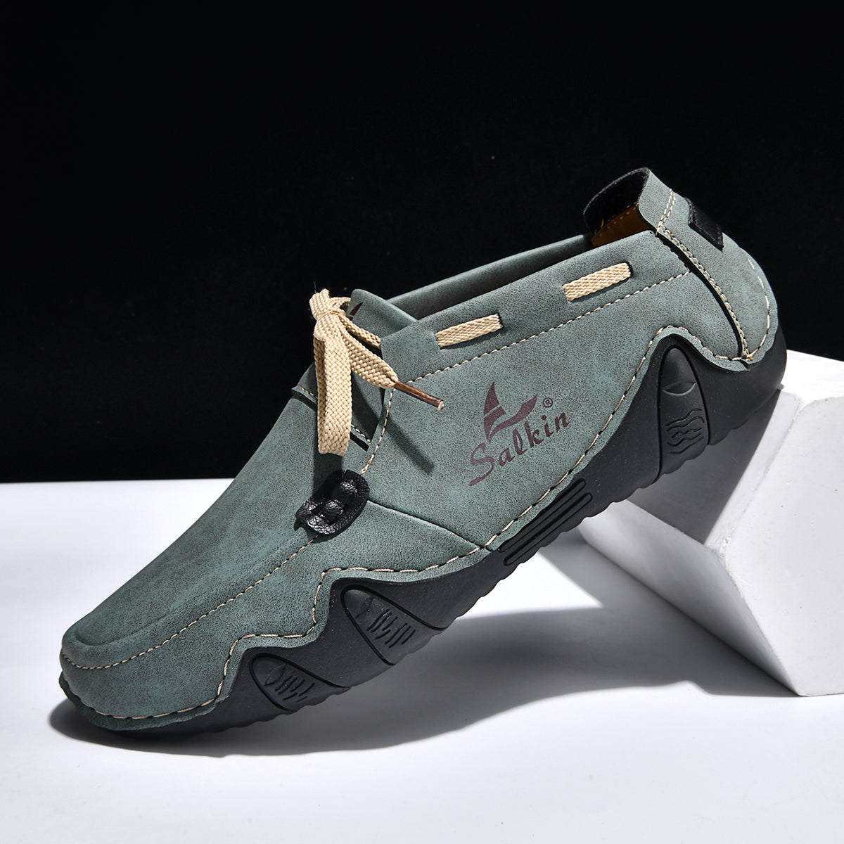 Men's Outdoor Casual Leather Shoes – Wide Toe Box & Cushioned Shock-Absorbing Sole – Designed for All-Day Comfort
