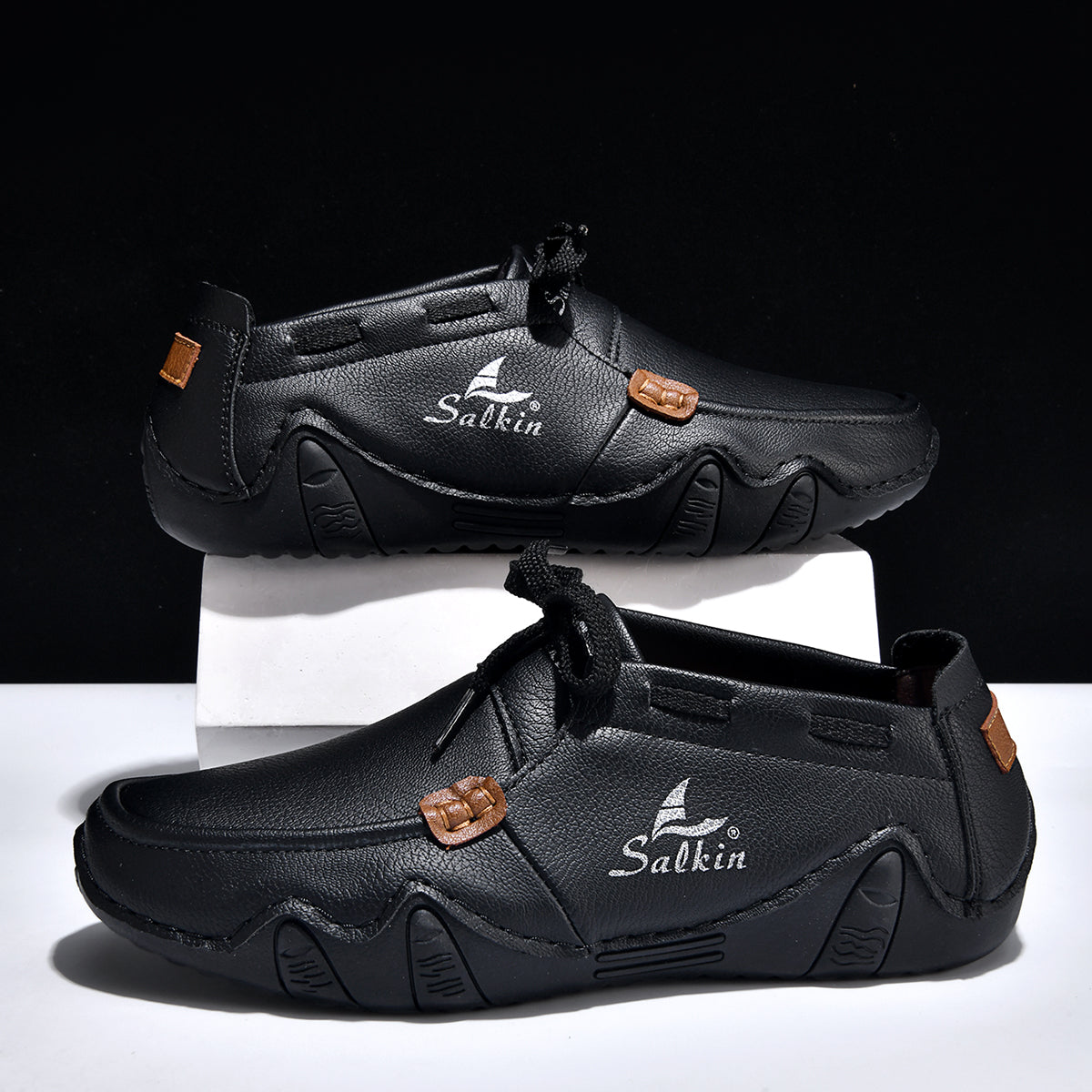 Men's Outdoor Casual Leather Shoes – Wide Toe Box & Cushioned Shock-Absorbing Sole – Designed for All-Day Comfort