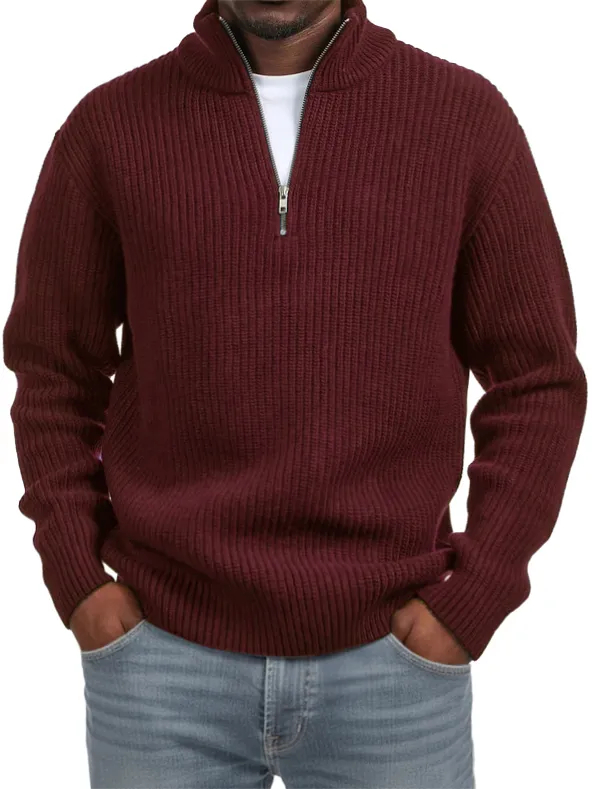 🎄CHRISTMAS SALE🎄Men's Casual Simple Quarter Zip Stand Collar Cashmere Sweater