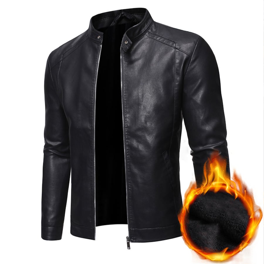 Men's PU leather Motorcycle Jacket Casual Coat