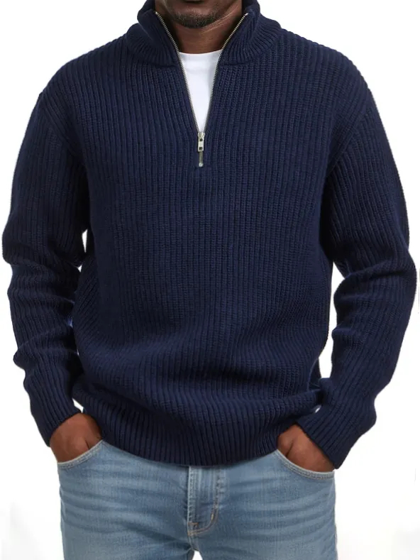 🎄CHRISTMAS SALE🎄Men's Casual Simple Quarter Zip Stand Collar Cashmere Sweater