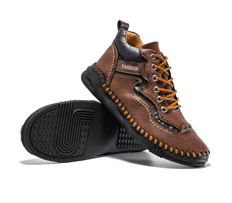 Men's Comfortable Leather Handmade Stitched Ankle Boots