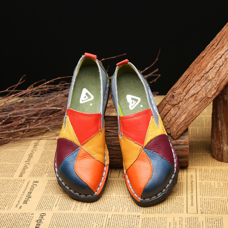 Top layer cowhide -Premium Colorblock Slip-On Work Loafers