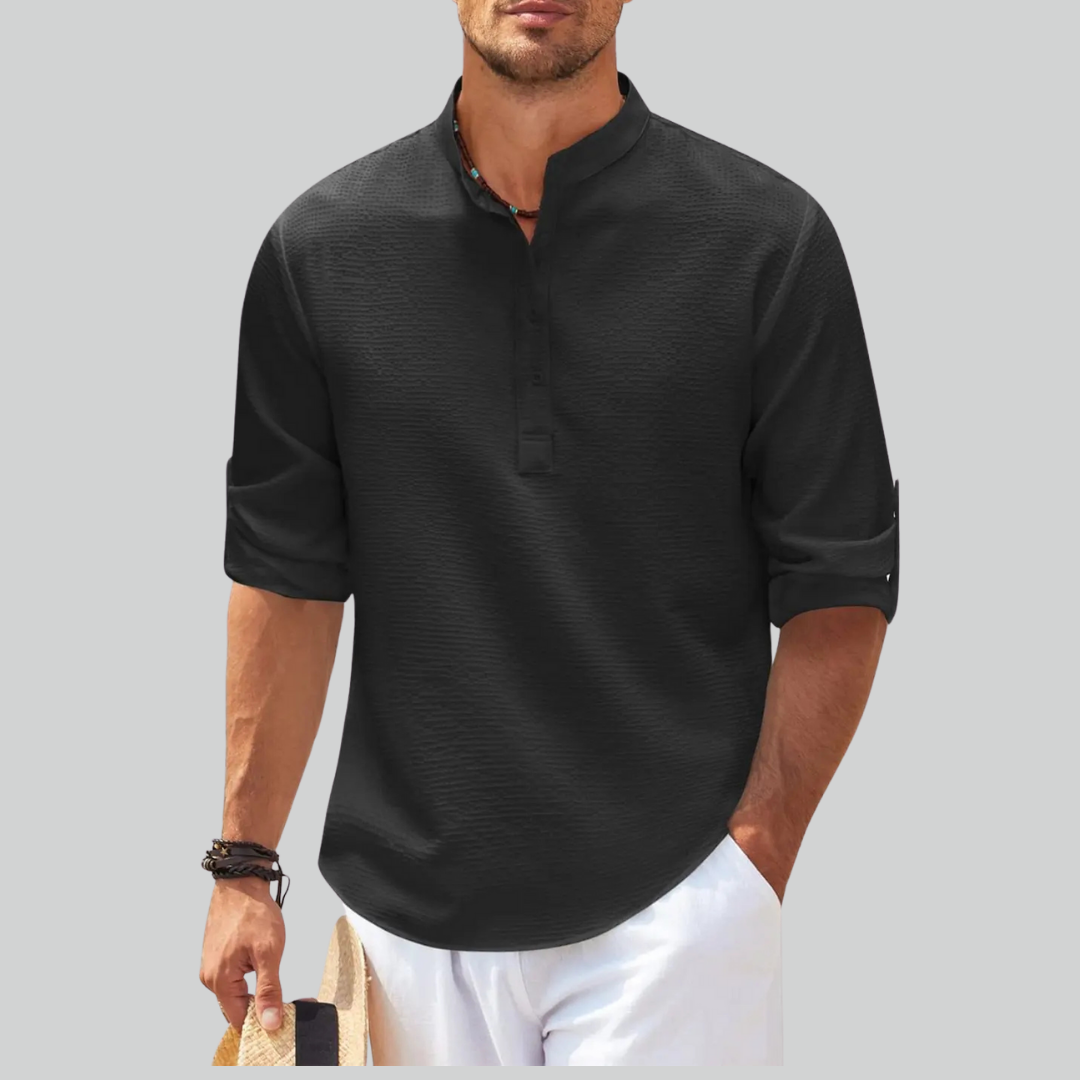 Cotton Linen Men's Long-Sleeved Shirt Plus Size S-5XL Casual Beach Style